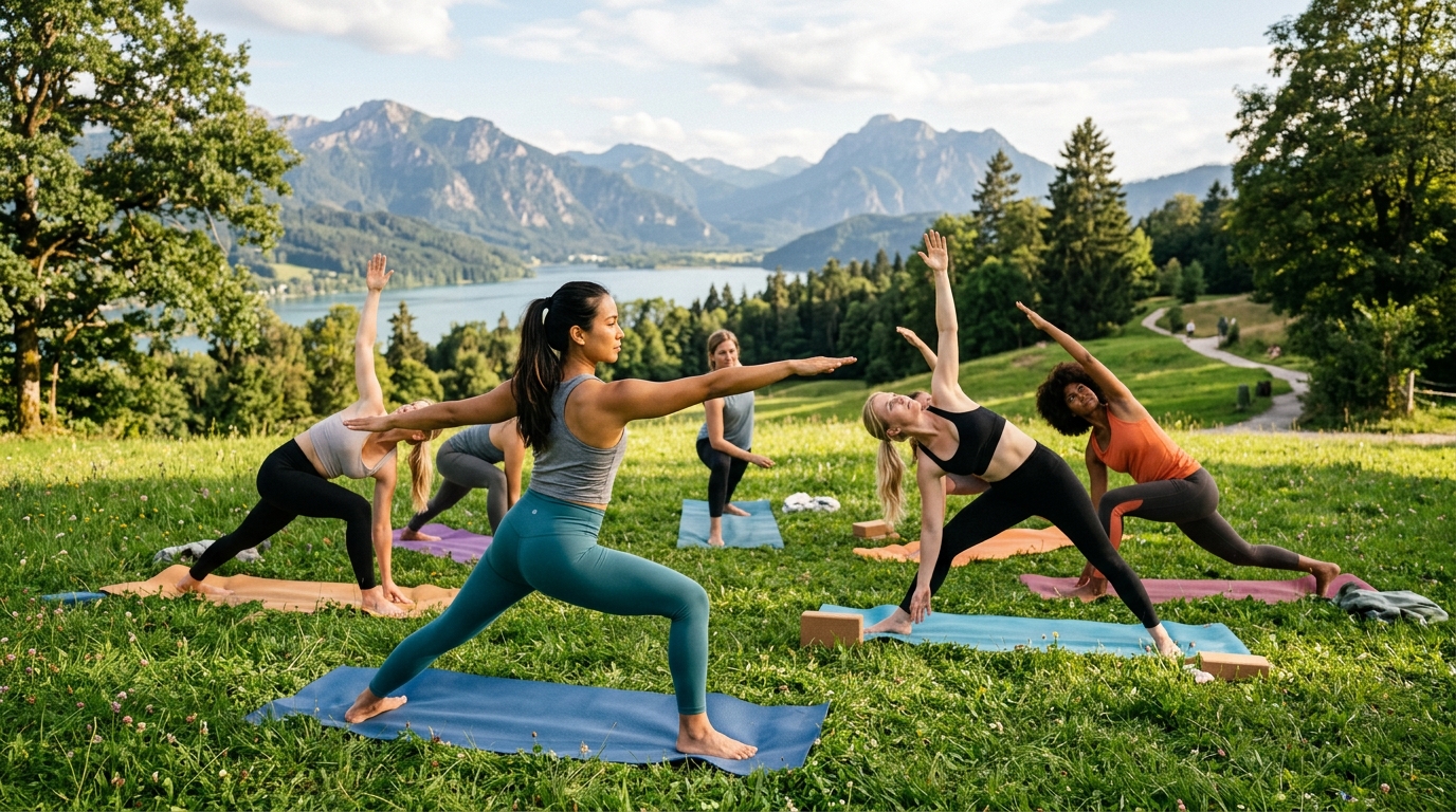 Jóga és nyújtás a szabadban, természetes fényben